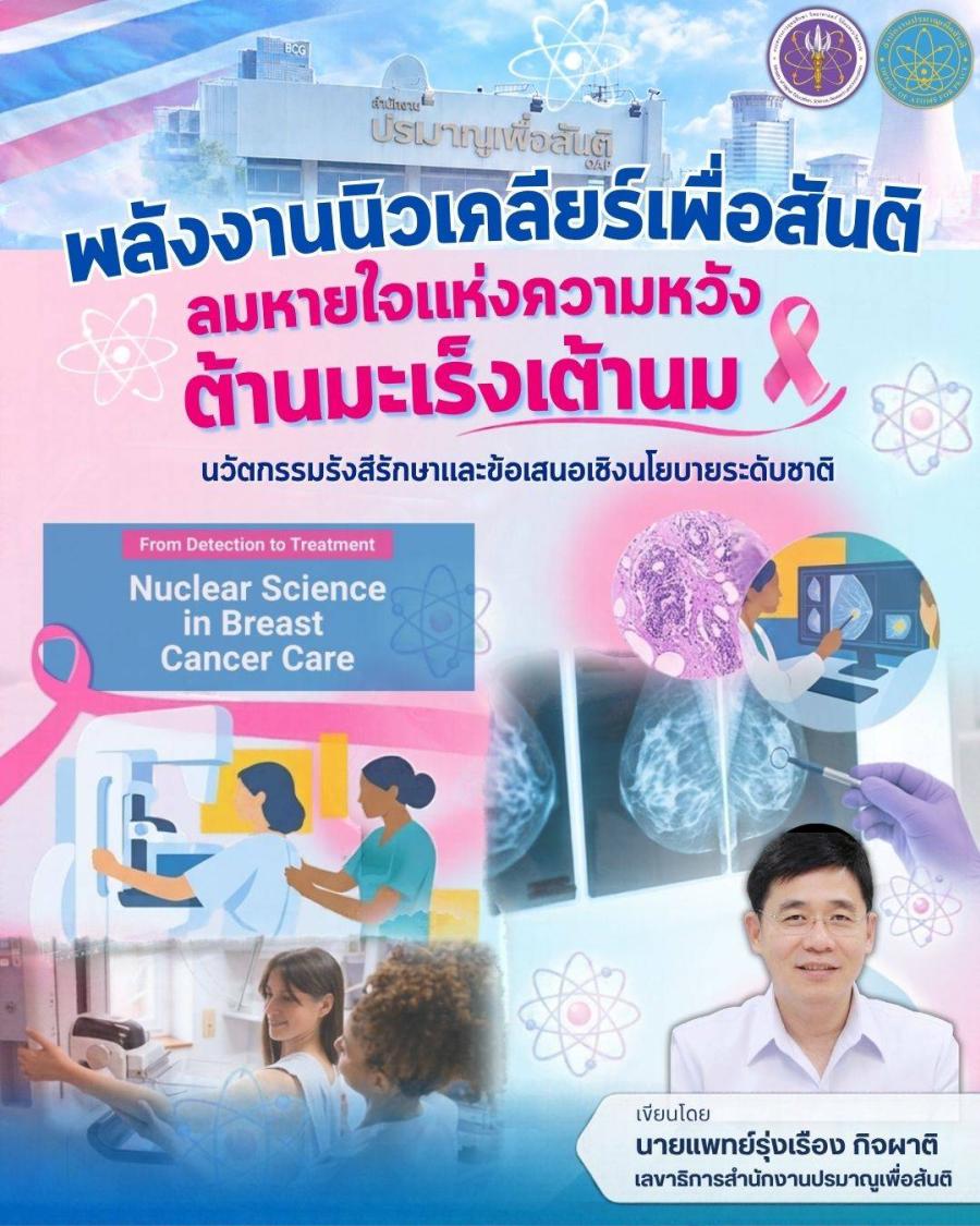 พลังงานนิวเคลียร์เพื่อสันติ… ลมหายใจแห่งความหวังต้านมะเร็งเต้านม: นวัตกรรมรังสีรักษาและข้อเสนอเชิงนโยบายระดับชาติ ???? ????  โดย สำนักงานปรมาณูเพื่อสันติ (ปส.) กระทรวงการอุดมศึกษา วิทยาศาสตร์ วิจัยและนวัตกรรม (อว.)